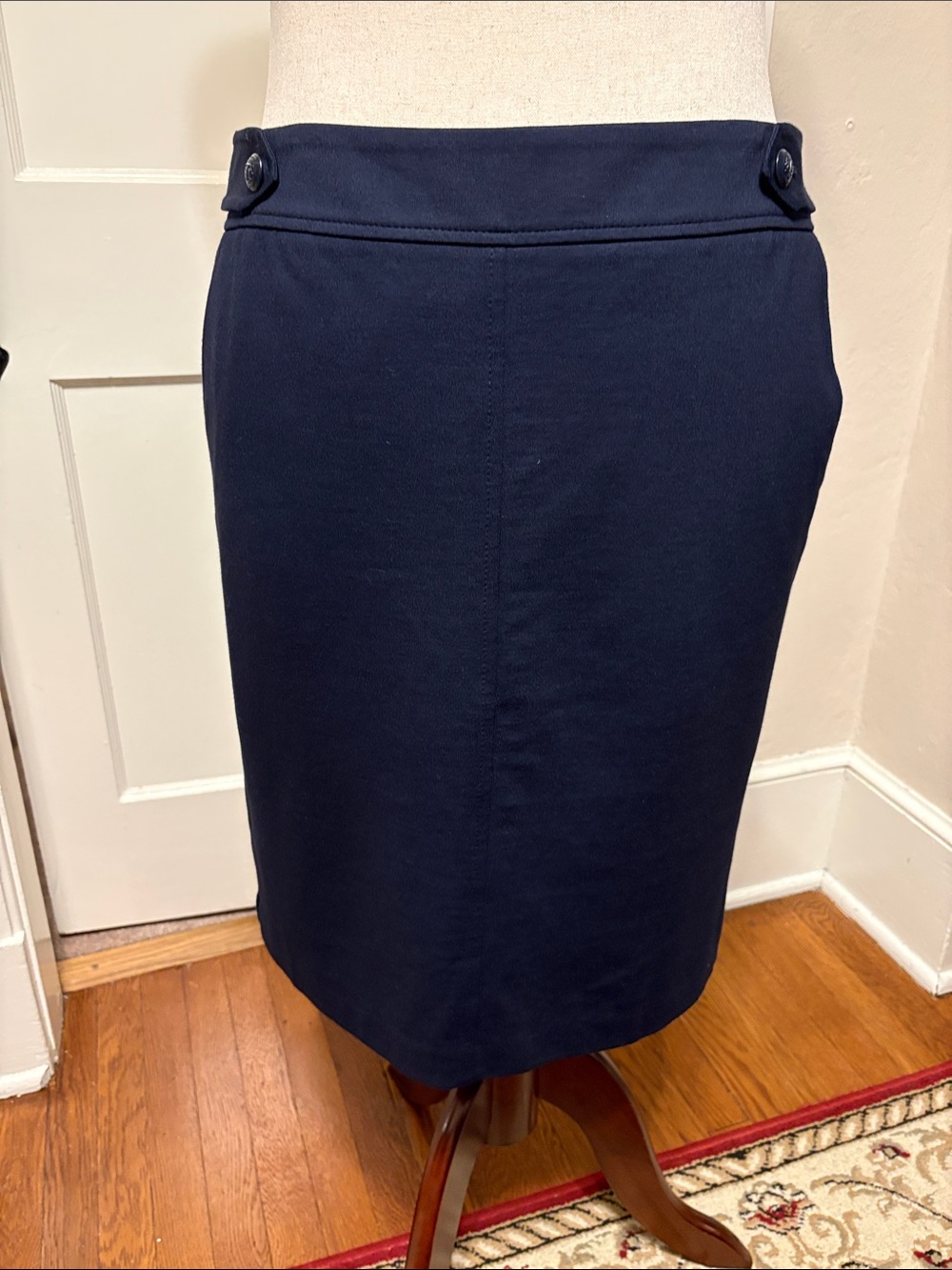 Talbots Petite Pencil Skirt Navy Blue Refined Ponte Knit Size 14P Like New